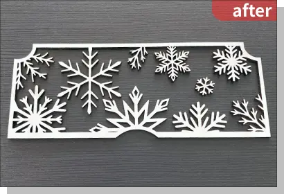 レーザーカットで切り抜いた雪の結晶デザインパネル