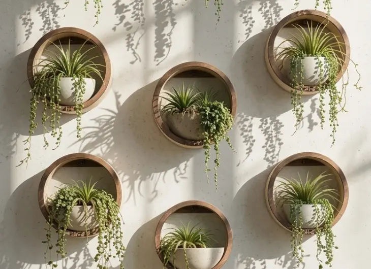 明るい木調のアトリエに飾られた円形木製時計。デスクにはPCやレーザーカッターが並び、クリエイティブな制作環境に馴染むデザイン。